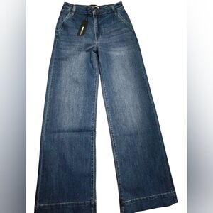 Fashion Nova Dark Blue Wide Leg Jeans